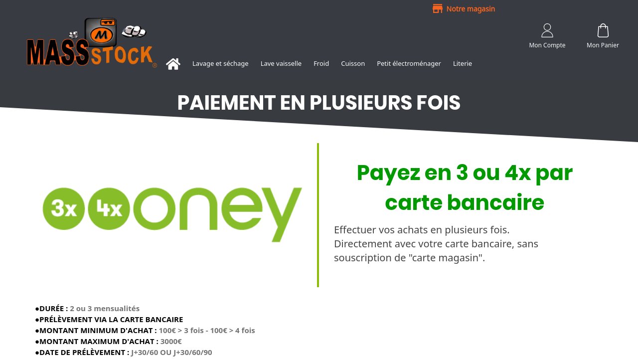 MASS STOCK Paiement en plusieurs fois